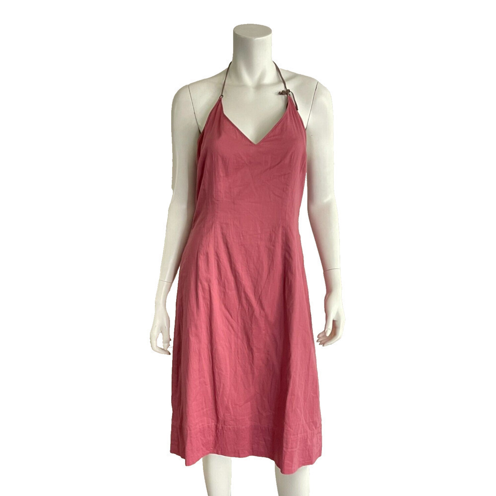 J Crew 12 Dress Cotton Halter Tie Maive Pink Lined Sleeveless Knee Length